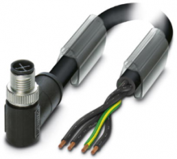 Sensor-Aktor Kabel, M12-Kabelstecker, abgewinkelt auf offenes Ende, 4-polig, 1 m, PUR, schwarz, 12 A, 1408839
