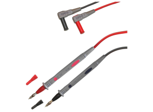 Messleitung mit (Prüfspitze, gerade) auf (4 mm Stecker, abgewinkelt), 1.2 m, rot/schwarz/grau, PVC, CAT III