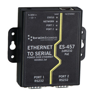 Geräteserver PoE Ethernet zu Serial, 2 Ports, 100 Mbit/s, 5-30 VDC, ES-457