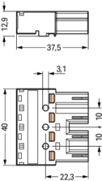 Stecker, 4-polig, Federklemmanschluss, 0,5-4,0 mm², grau, 770-254/081-000