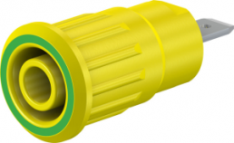 4 mm Buchse, Flachsteckanschluss, Einbau-Ø 12.2 mm, CAT III, gelb/grün, 49.7079-20
