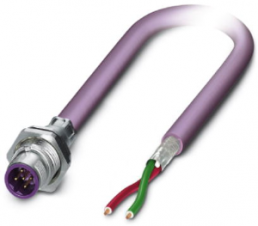 Sensor-Aktor Kabel, M12-Kabelstecker, gerade auf offenes Ende, 2-polig, 0.5 m, PUR, violett, 4 A, 1534342