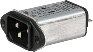 IEC-Stecker-C14, 50 bis 60 Hz, 1 A, 250 VAC, 10 mH, Flachstecker 6,3 mm, 4300.5051