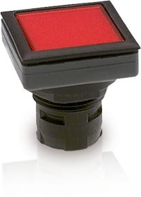 Drucktaster, unbeleuchtet, Bund quadratisch, rot, Frontring schwarz, 1.30.090.251/0100