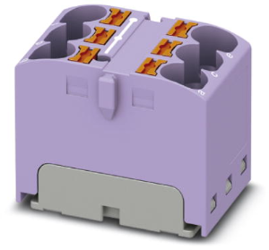Verteilerblock, Push-in-Anschluss, 0,2-6,0 mm², 6-polig, 32 A, 6 kV, violett, 3273806