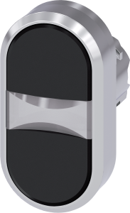 Doppeldrucktaster, unbeleuchtet, tastend, Bund oval, schwarz, Einbau-Ø 22.3 mm, 3SU1050-3AB11-0AA0