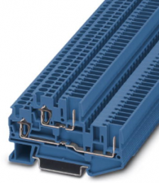Doppelstockklemme, Zugfeder-/Steckanschluss, 0,08-4,0 mm², 4-polig, 22 A, 6 kV, blau, 3040672