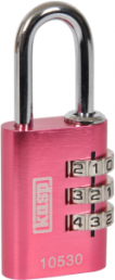 Zahlenschloss, Stufe 3, Bügel (H) 27 mm, pink, Stahl, (B) 30 mm, K10530PIND