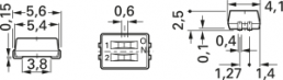 DIP-Schalter, Aus-Ein, 2-polig, gerade, 100 mA/6 VDC, CHS-02A