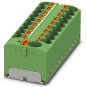 Verteilerblock, Push-in-Anschluss, 0,2-6,0 mm², 19-polig, 32 A, 6 kV, grün, 3273908