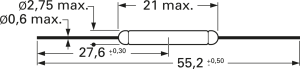 Reedschalter, Leiterplattenmontage, 1 Schließer, 50 W, 350 V (DC), 0.5 A, KSK-1A52-2030