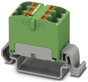 Verteilerblock, Push-in-Anschluss, 0,2-6,0 mm², 6-polig, 32 A, 6 kV, grün, 3273666