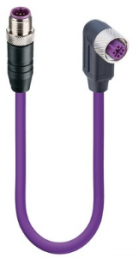 Sensor-Aktor Kabel, M12-Kabelstecker, gerade auf M12-Kabeldose, abgewinkelt, 5-polig, 10 m, PUR, violett, 4 A, 5225