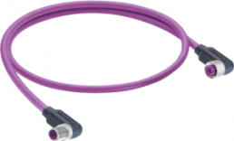 Sensor-Aktor Kabel, M12-Kabelstecker, abgewinkelt auf M12-Kabeldose, abgewinkelt, 5-polig, 0.3 m, violett, 96938
