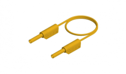 Messleitung mit (2 mm Stecker, gefedert, gerade) auf (2 mm Stecker, gefedert, gerade), 500 mm, gelb, PVC, 1,0 mm², CAT III