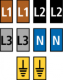 Polyamid Kabelmarkierer, Aufdruck "L1, L2, L3, N, Symbol: Erde", (L x B x H) 3 x 5.5 x 5 mm, max. Bündel-Ø 2.2 mm, 561-00300