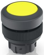 RAFIX 22 QR, Leuchtdrucktaster, Blende flach, Bundrund, tastend, Frontring schwarz, Blende gelb