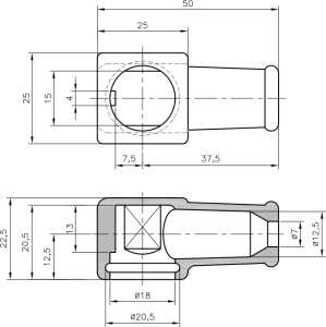 Knickschutztülle, Kabel-Ø 7 bis 18 mm, L 22.5 mm, Neopren, schwarz