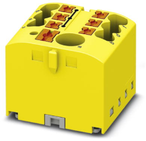 Verteilerblock, Push-in-Anschluss, 0,14-4,0 mm², 7-polig, 24 A, 6 kV, gelb, 3273336