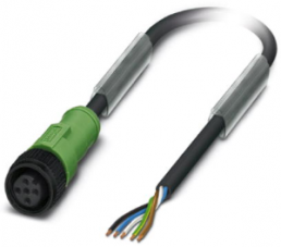 Sensor-Aktor Kabel, M12-Kabeldose, gerade auf offenes Ende, 5-polig, 5 m, PUR, schwarz, 4 A, 1442531