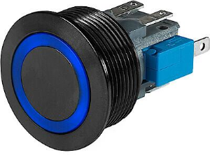 Drucktaster, 1-polig, silber, beleuchtet (RGB), 5 A/250 V, Einbau-Ø 30 mm, IP67, 3-137-087