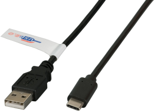 USB 2.0 Anschlusskabel, USB Stecker Typ C auf USB Stecker Typ A, 2 m, schwarz