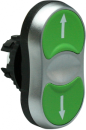 Doppeldrucktaster, unbeleuchtet, tastend, Bund oval, grün, Einbau-Ø 22 mm, L61QA22K