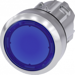 Drucktaster, beleuchtbar, Bund rund, blau, Einbau-Ø 22.3 mm, 3SU1051-0AA50-0AA0