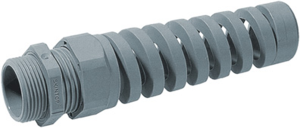 Kabelverschraubung mit Knickschutz, PG9, 19 mm, Klemmbereich 3.5 bis 8 mm, IP68, silbergrau, 53015610