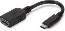 USB 3.0 Adapterleitung, USB Stecker Typ C auf USB Buchse Typ A, 0.15 m, schwarz