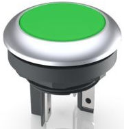 Drucktaster, 1-polig, grün, beleuchtet (weiß), 0,1 A/35 V, Einbau-Ø 16.2 mm, IP65/IP67, 1.15.210.131/2500