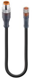 Sensor-Aktor Kabel, M12-Kabelstecker, gerade auf M8-Kabeldose, gerade, 4-polig, 3 m, PVC, schwarz, 4 A, 12701