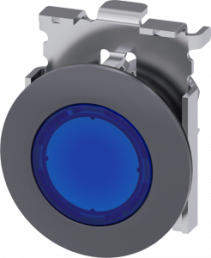 Drucktaster, beleuchtbar, tastend, Bund rund, blau, Einbau-Ø 30.5 mm, 3SU1061-0JB50-0AA0