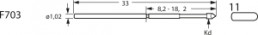 Standard-Prüfstift mit Tastkopf, Rundkopf, Ø 1.02 mm, Hub 6.4 mm, RM 1.9 mm, L 33 mm, F70311B078G150