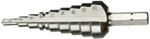 Stufenbohrer-Bit, 4-20 mm, Ø 20 mm, 1/4" Bit, Spirallänge 75 mm, DIN 1173-D, 05104672001
