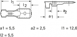 Flachstecker, 2,8 x 0,8 mm, L 12.6 mm, unisoliert, gerade, 0,5-1,0 mm², 05144.123.003