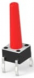 Kurzhubtaster, Schließer, 50 mA/24 VDC, unbeleuchtet, Betätiger (rot, L 13.4 mm), 2,54 N, THT