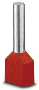 Isolierte Doppel-Aderendhülse, 1,0 mm², 19 mm/12 mm lang, DIN 46228/4, rot, 3240679