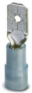 Flachstecker, 6,3 x 0,8 mm, L 22.5 mm, isoliert, gerade, blau, 1,5-2,5 mm², AWG 16-14, 3240059