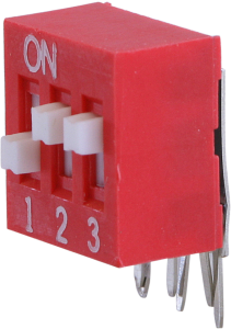 DIP-Schalter, 3-polig, abgewinkelt, 25 mA/24 VDC, NDA-03-V