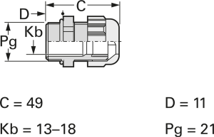 Kabelverschraubung, PG21, 33 mm, Klemmbereich 13 bis 18 mm, IP68, silbergrau, 53015050