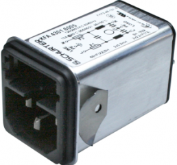 IEC-Stecker-C14, 50 bis 60 Hz, 10 A, 250 VAC, 300 µH, Flachstecker 6,3 mm, 4301.6005