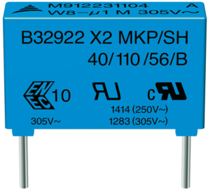 MKP-Folienkondensator, 100 nF, ±20 %, 630 V (DC), PP, 15 mm, B32922C3104M000