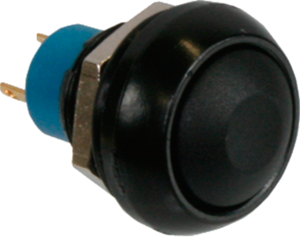 Drucktaster, 1-polig, schwarz, unbeleuchtet, 5 A/28 VDC, Einbau-Ø 13.6 mm, IP67, IPR3SAD2