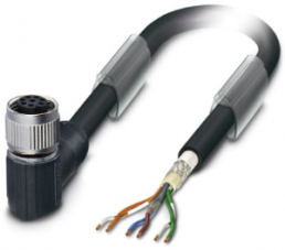 Sensor-Aktor Kabel, M12-Kabeldose, abgewinkelt auf offenes Ende, 6-polig, 10 m, TPV, schwarz, 2 A, 1428636