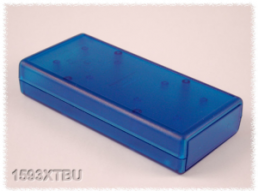 ABS Gerätegehäuse, (L x B x H) 140 x 66 x 28 mm, blau/transparent, IP54, 1593XTBU