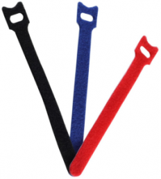 Klettkabelbinder-Set, lösbar, Nylon/Polyester, (L x B) 145 x 11 mm, schwarz/blau/rot