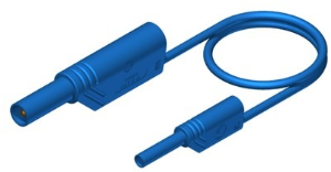 Messleitung mit (4 mm Stecker, gefedert, gerade) auf (2 mm Stecker, gefedert, gerade), 1 m, blau, PVC, 1,0 mm², CAT II
