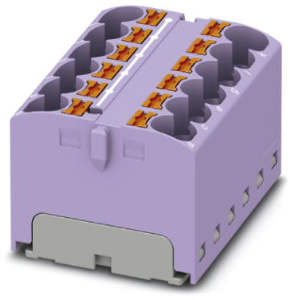 Verteilerblock, Push-in-Anschluss, 0,2-6,0 mm², 12-polig, 32 A, 6 kV, violett, 3273828