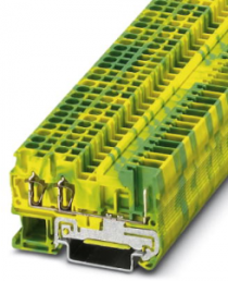 Schutzleiterklemme, Zugfeder-/Steckanschluss, 0,08-4,0 mm², 3-polig, 6 kV, gelb/grün, 3042120